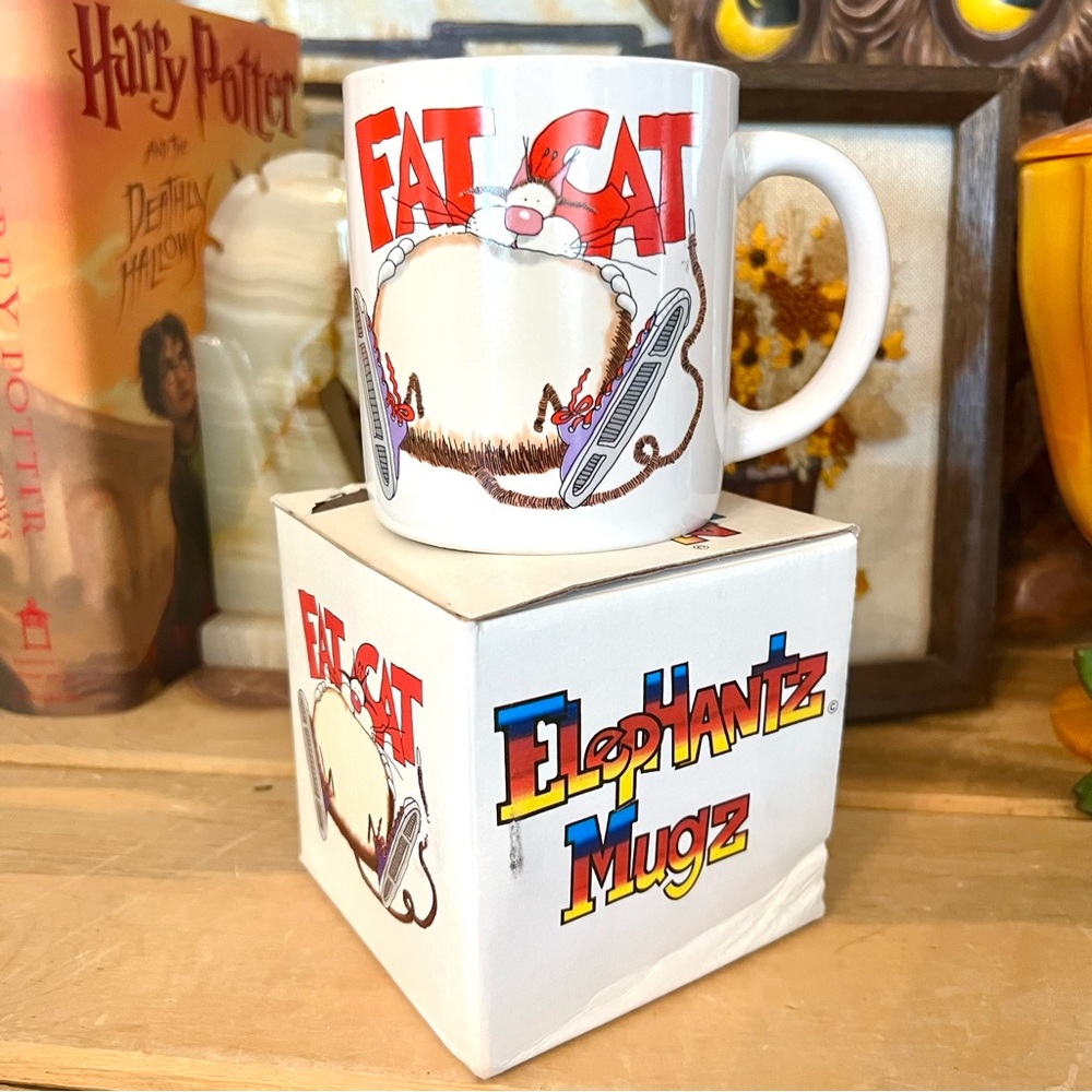 Vintage Elephantz Coffee Mug Fat Cat Mug Design 6001 New In Original Box